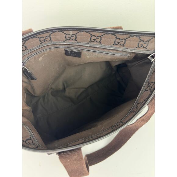 GUCCI 180449 502752 Handbag GG Sprem Logo Engraved Canvas Leather Tote Bag USED - Picture 13 of 16
